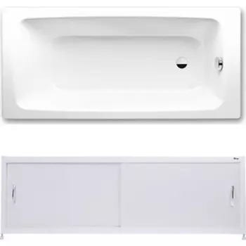 Ванна стальная Kaldewei Cayono 750 Easy-Clean 170x75 с экраном Emmy Бланка и ножками