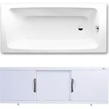 Ванна стальная Kaldewei Cayono 750 Easy-Clean 170x75 с экраном Emmy Валенсия и ножками