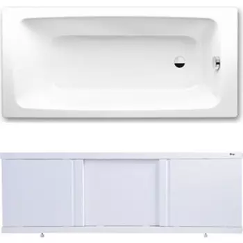 Ванна стальная Kaldewei Cayono 750 Easy-Clean 170x75 с экраном Emmy Элис и ножками