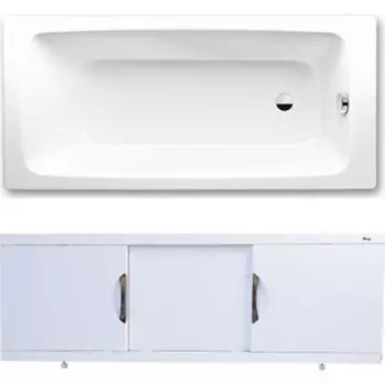 Ванна стальная Kaldewei Cayono 751 180x80 с экраном Emmy Валенсия и ножками