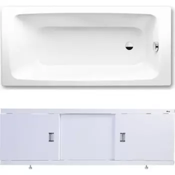 Ванна стальная Kaldewei Cayono 751 180x80 с экраном Emmy Виктория и ножками