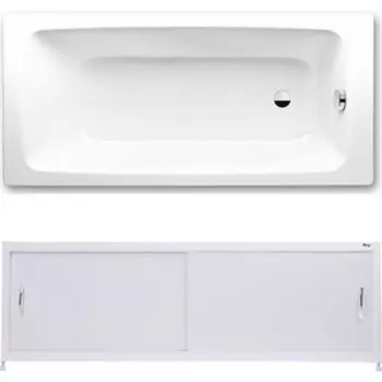 Ванна стальная Kaldewei Cayono 751 Easy-Clean 180x80 с экраном Emmy Бланка и ножками