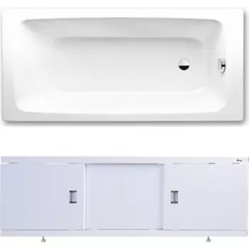 Ванна стальная Kaldewei Cayono 751 Easy-Clean 180x80 с экраном Emmy Виктория и ножками