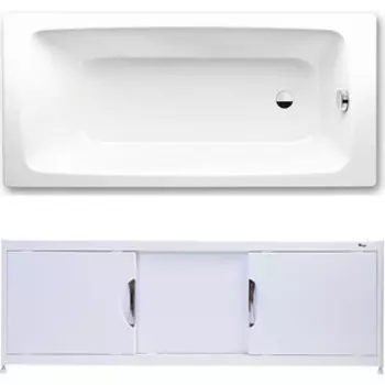 Ванна стальная Kaldewei Cayono 751 Easy-Clean 180x80 с экраном Emmy Малибу и ножками