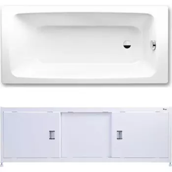 Ванна стальная Kaldewei Cayono 751 Easy-Clean 180x80 с экраном Emmy Монро и ножками