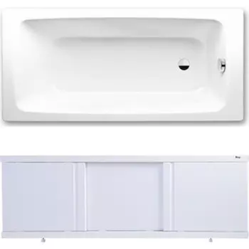 Ванна стальная Kaldewei Cayono 751 Easy-Clean 180x80 с экраном Emmy Элис и ножками