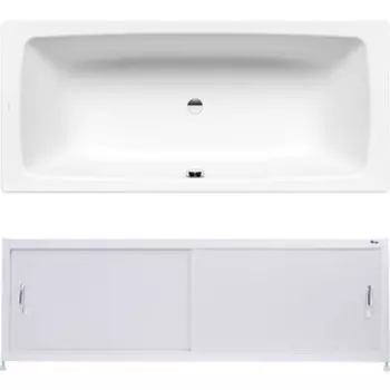 Ванна стальная Kaldewei Cayono Duo 724 Easy Clean 170x75 с экраном Emmy Бланка и ножками