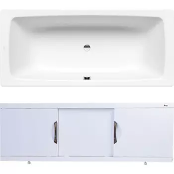 Ванна стальная Kaldewei Cayono Duo 724 Easy Clean 170x75 с экраном Emmy Валенсия и ножками