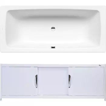 Ванна стальная Kaldewei Cayono Duo 724 Easy Clean 170x75 с экраном Emmy Малибу и ножками