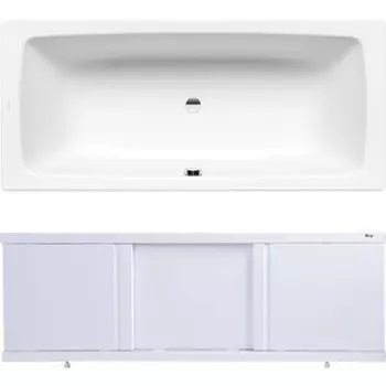 Ванна стальная Kaldewei Cayono Duo 724 Easy Clean 170x75 с экраном Emmy Элис и ножками