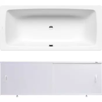 Ванна стальная Kaldewei Cayono Duo 724 Easy Clean 170x75 с экраном Emmy Эко и ножками