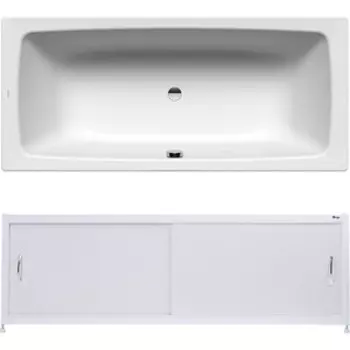 Ванна стальная Kaldewei Cayono Duo 725 Antislip, Easy Clean 180x80 с экраном Emmy Бланка и ножками