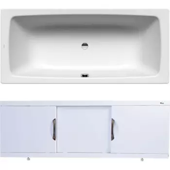 Ванна стальная Kaldewei Cayono Duo 725 Antislip, Easy Clean 180x80 с экраном Emmy Валенсия и ножками