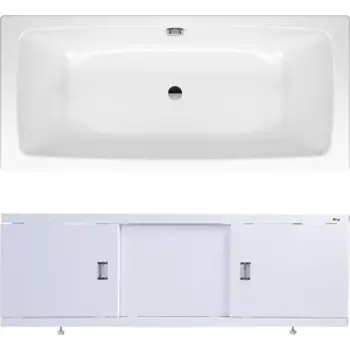 Ванна стальная Kaldewei Cayono Duo 725 180x80 с экраном Emmy Виктория и ножками