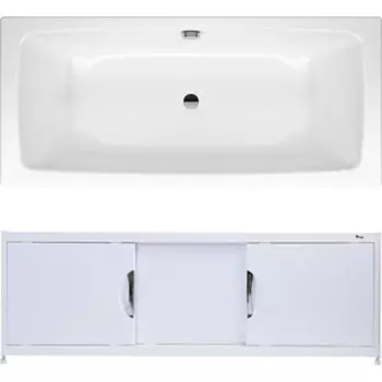 Ванна стальная Kaldewei Cayono Duo 725 180x80 с экраном Emmy Малибу и ножками