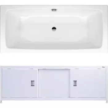 Ванна стальная Kaldewei Cayono Duo 725 180x80 с экраном Emmy Монро и ножками