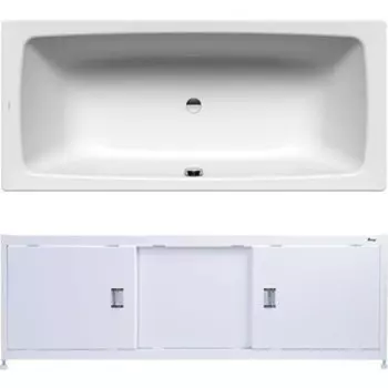 Ванна стальная Kaldewei Cayono Duo 725 Antislip, Easy Clean 180x80 с экраном Emmy Монро и ножками