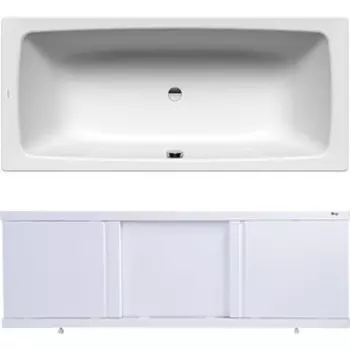 Ванна стальная Kaldewei Cayono Duo 725 Antislip, Easy Clean 180x80 с экраном Emmy Элис и ножками