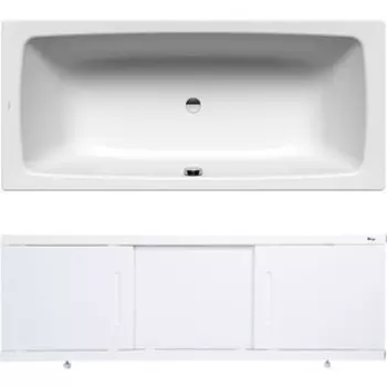 Ванна стальная Kaldewei Cayono Duo 725 Antislip, Easy Clean 180x80 с экраном Emmy Соната и ножками