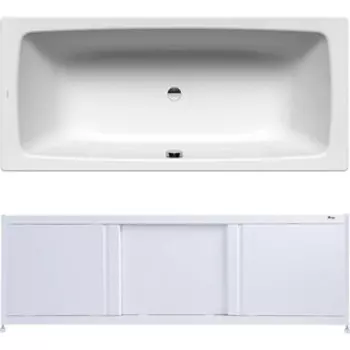 Ванна стальная Kaldewei Cayono Duo 725 Antislip, Easy Clean 180x80 с экраном Emmy Бриз и ножками