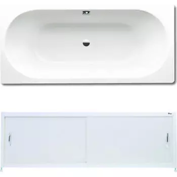 Ванна стальная Kaldewei Classic Duo 110 Easy-Clean 180х80 с экраном Emmy Бланка и ножками