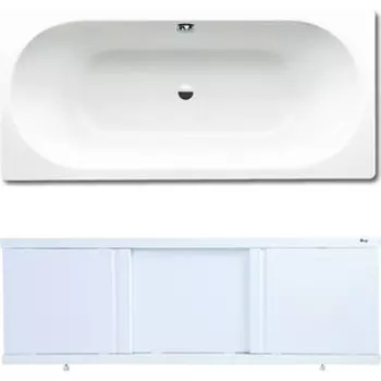 Ванна стальная Kaldewei Classic Duo 110 Easy-Clean 180х80 с экраном Emmy Элис и ножками