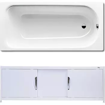 Ванна стальная Kaldewei Eurowa 310-1 150x70 с экраном Emmy Малибу и ножками