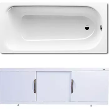 Ванна стальная Kaldewei Eurowa 311-1 160x70 с экраном Emmy Валенсия и ножками