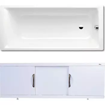 Ванна стальная Kaldewei Puro 652 Easy-Clean 170x75 с экраном Emmy Валенсия и ножками