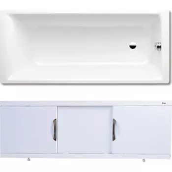 Ванна стальная Kaldewei Puro 653 180x80 с экраном Emmy Валенсия и ножками