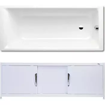 Ванна стальная Kaldewei Puro 653 180x80 с экраном Emmy Малибу и ножками