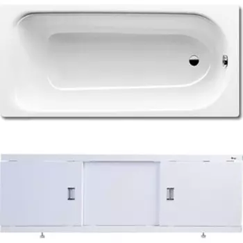 Ванна стальная Kaldewei Saniform Plus 360-1 140x70 с экраном Emmy Виктория и ножками