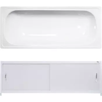 Ванна стальная ВИЗ Antika 160x70 с экраном Emmy Бланка и ножками, белая орхидея