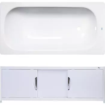Ванна стальная ВИЗ Donna Vanna 140x70 с экраном Emmy Малибу и ножками, белая орхидея