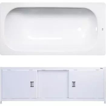 Ванна стальная ВИЗ Donna Vanna 140x70 с экраном Emmy Монро и ножками, белая орхидея