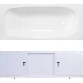 Ванна стальная ВИЗ Reimar 140х70 с экраном Emmy Виктория и ножками, белая орхидея