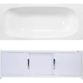 Ванна стальная ВИЗ Reimar 140х70 с экраном Emmy Малибу и ножками, белая орхидея