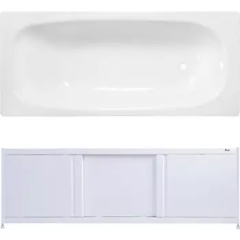 Ванна стальная ВИЗ Reimar 150x70 с экраном Emmy Бриз и ножками, белая орхидея