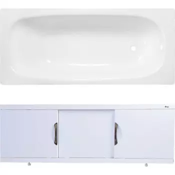 Ванна стальная ВИЗ Reimar 160x70 с экраном Emmy Валенсия и ножками, белая орхидея