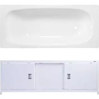 Ванна стальная ВИЗ Reimar 160x70 с экраном Emmy Монро и ножками, белая орхидея