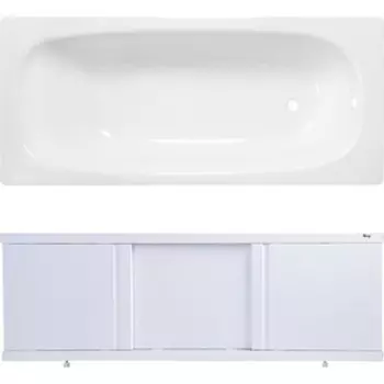 Ванна стальная ВИЗ Reimar 160x70 с экраном Emmy Элис и ножками, белая орхидея