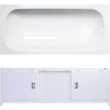 Ванна стальная ВИЗ Tevro 160х70 с экраном Emmy Монро и ножками, белый лотос