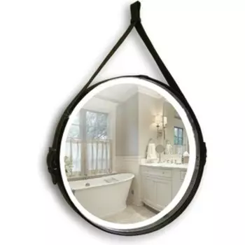 Зеркало Mixline Капитан 50 бесконтактный сенсор, черная кожа, подсветка (4630104803144)