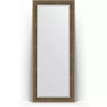 Зеркало напольное с фацетом Evoform Exclusive Floor 84x204 см, в багетной раме - вензель серебряный 101 мм (BY 6132)