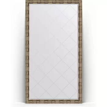 Зеркало напольное с гравировкой Evoform Exclusive-G Floor 108x198 см, в багетной раме - серебряный бамбук 73 мм (BY 6347)
