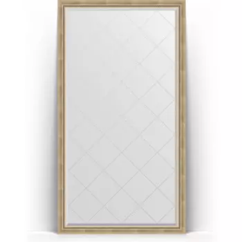 Зеркало напольное с гравировкой Evoform Exclusive-G Floor 108x198 см, в багетной раме - состаренное серебро с плетением 70 мм (BY 6342)