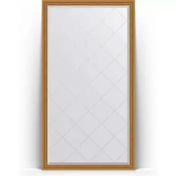 Зеркало напольное с гравировкой Evoform Exclusive-G Floor 108x198 см, в багетной раме - состаренное золото с плетением 70 мм (BY 6341)