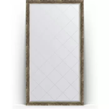 Зеркало напольное с гравировкой Evoform Exclusive-G Floor 108x198 см, в багетной раме - старое дерево с плетением 70 мм (BY 6345)