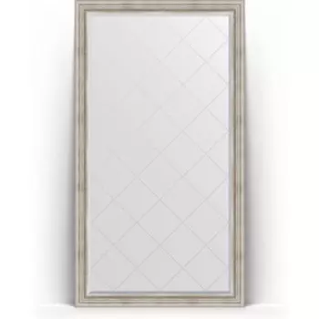 Зеркало напольное с гравировкой Evoform Exclusive-G Floor 111x201 см, в багетной раме - римское серебро 88 мм (BY 6358)