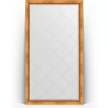 Зеркало напольное с гравировкой Evoform Exclusive-G Floor 111x201 см, в багетной раме - римское золото 88 мм (BY 6357)